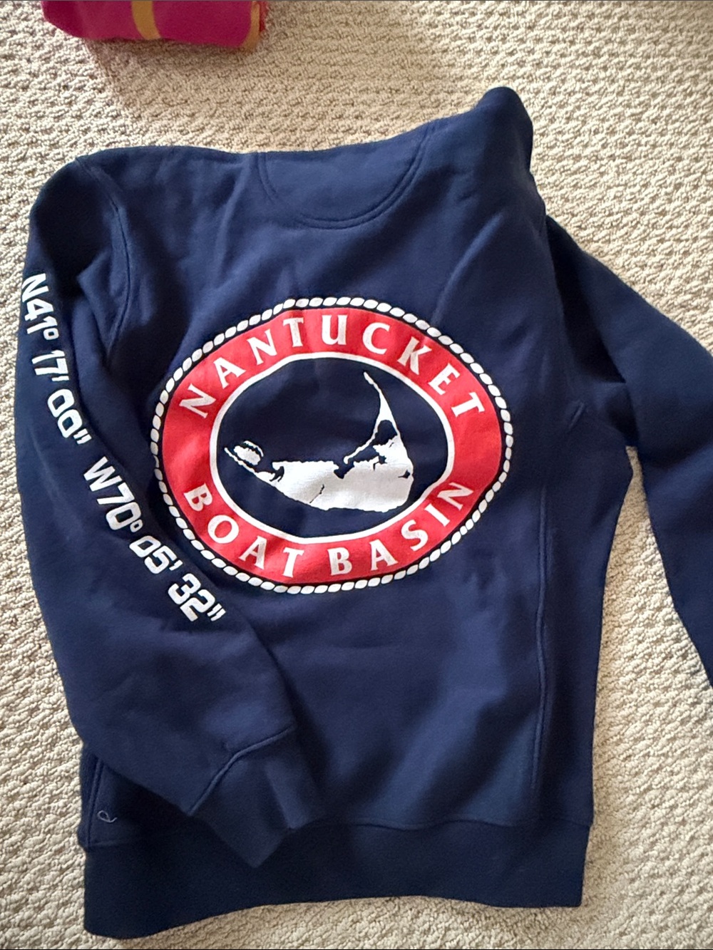 Nantucket Boat Basin Navy Sweatshirt with Red Logo